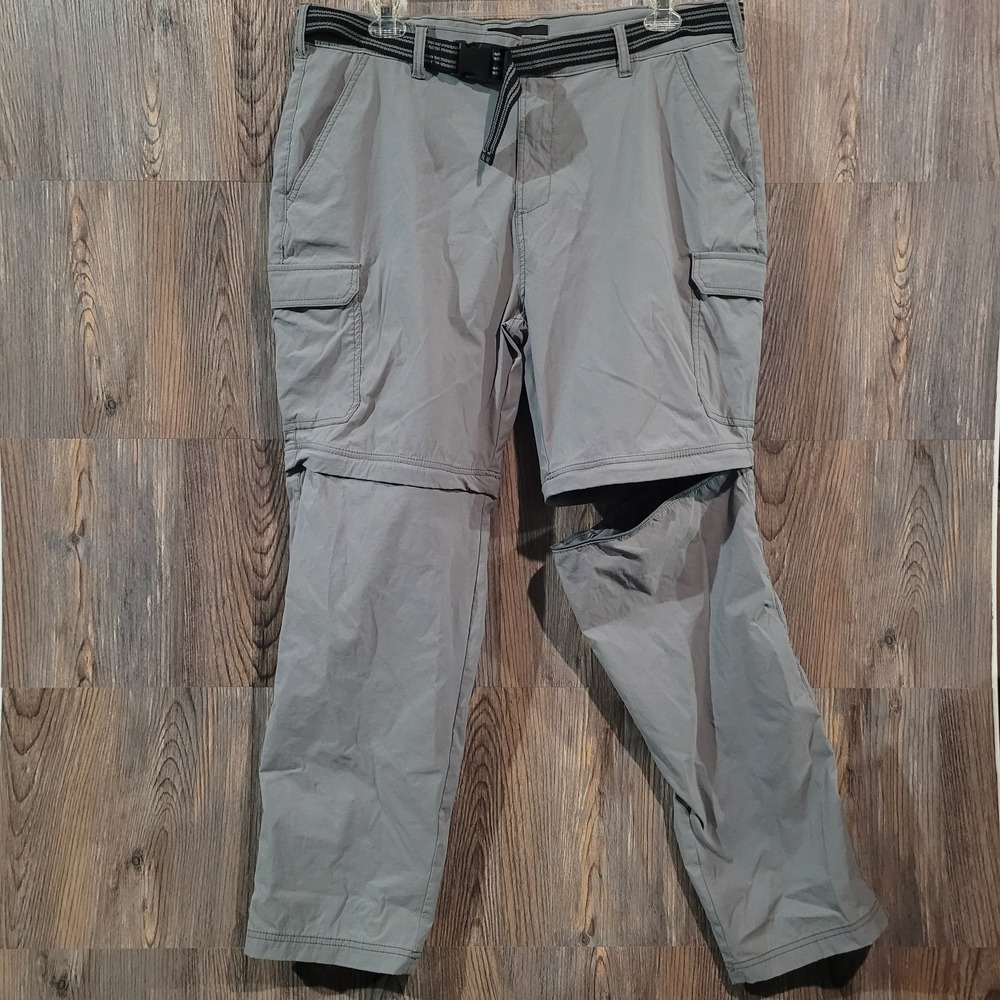DENALI Convertible Cargo Pants Size 38 x 32 Gray Belted Outdoors Hiking Travel
